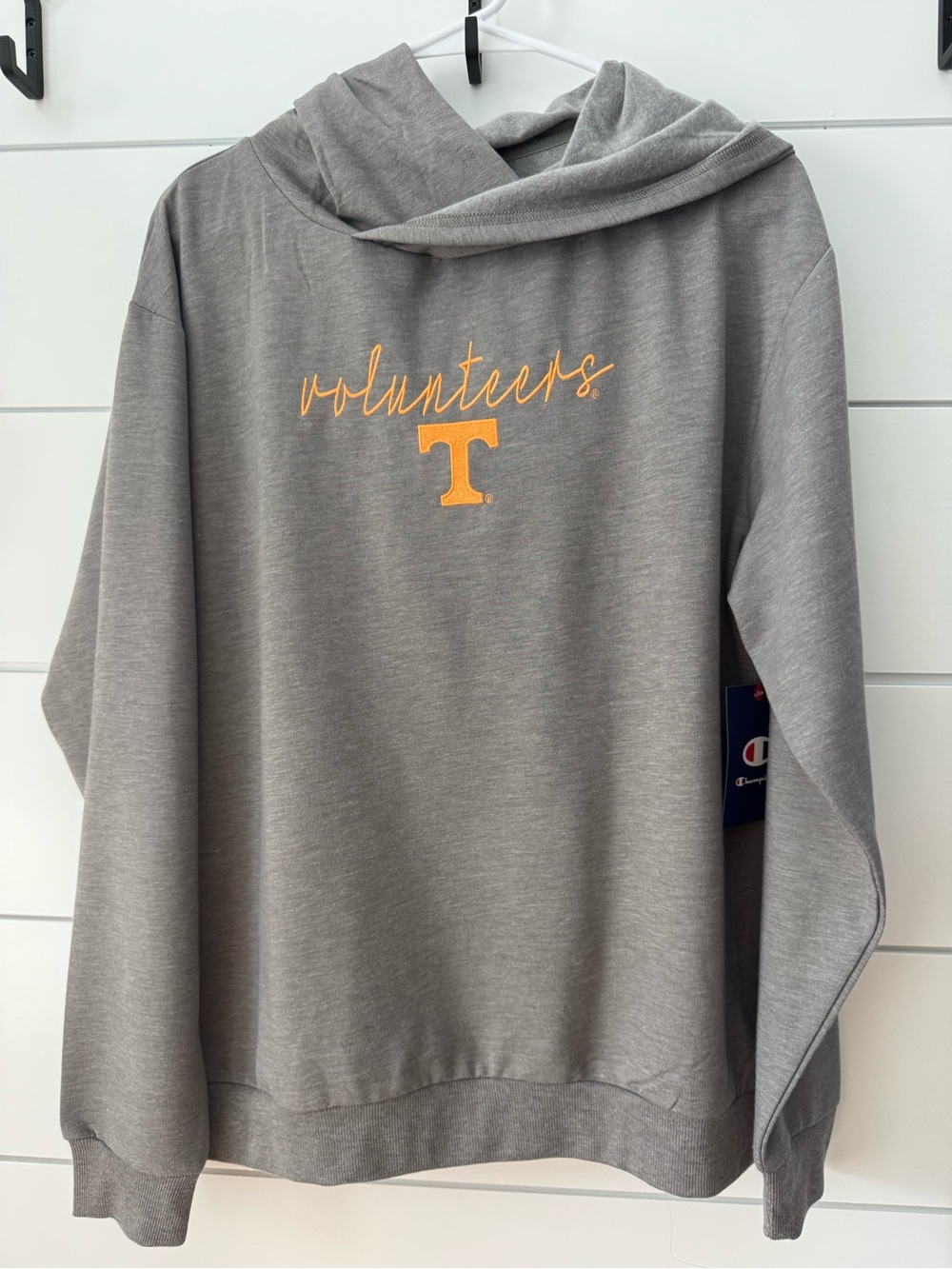 Champion Gray Crewneck Hoodie with Orange Volunteers Script